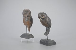 Carved Owl Pair by Frank S. Finney (b. 1947)