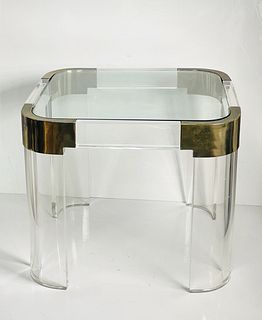 Lucite & Brass Table by Charles Hollis Jones -Waterfall Collection-