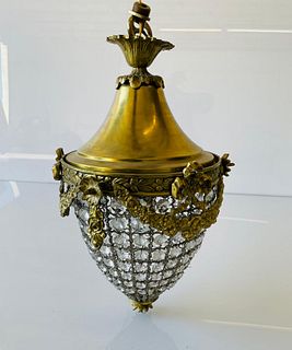 Antique style Pendant Light in Solid Brass & Glass