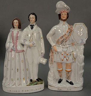 Pair of Staffordshire figures including Rob Roy and Prince & Princess, 19th century (crack). ht. 15 1/2in. & 18 1/2in.