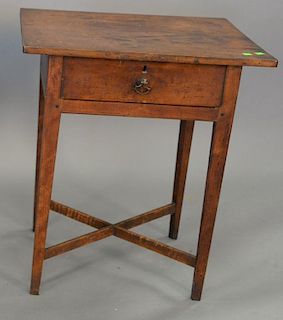 Federal one drawer stand with X stretcher base, circa 1800. top: 19 1/4" x 24 3/4"