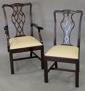 Set of eight Chippendale style mahogany chairs.