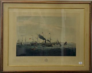 After Joseph Walter Bristol, colored aquatint by R.F. & A.W. Reeve, The Magnificent Steamship The Great Western, ss 23" x 30