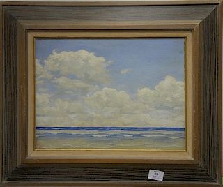 Harold Woodford Pond (1897-1988) oil on artist board, Cloudy Seascape, signed lower left H.W. Pond 57, 12" x 16".