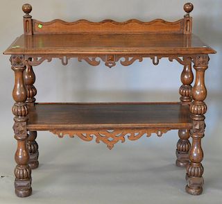 Victorian oak server with carved aprons. ht. 47in., lg. 50in., dp. 23in.