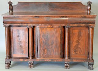 Empire mahogany sideboard with paw feet. ht. 53in., wd. 73in., dp. 24in.