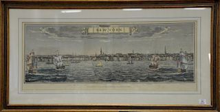 New York colored print, A View of the City of New York from Brooklyn Heights Foot of Pierrepont St. in 1789 by Monsieur C.B.