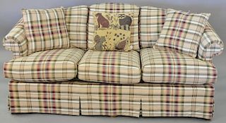Harden plaid upholstered three seat sofa, like new. lg. 70in.