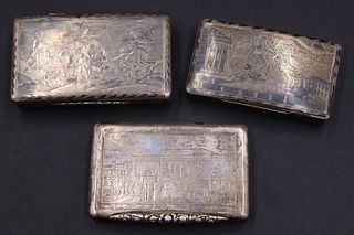 SILVER.  Antique Continental Silver Hinged Boxes.
