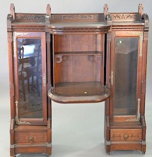 Victorian bookcase with center desk, ht. 68in., wd. 60in.