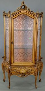 Louis XV style curio cabinet with glass shelves. ht. 77in., wd. 36in.