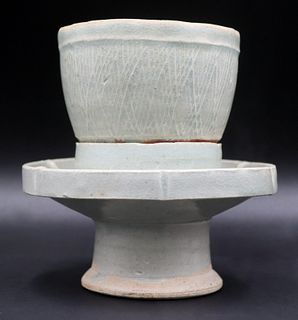 Chinese Qingbai Glazed Cup and Stand.