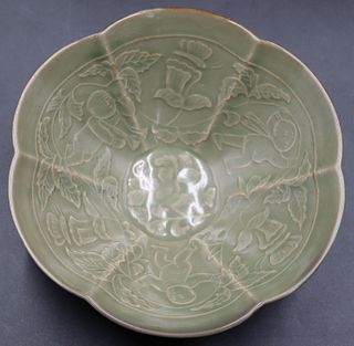 Chinese Celadon Bowl with Incised Decoration.