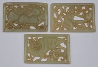 (3) Carved Jade Plaques of Animals.