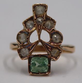 JEWELRY. Antique Giardinetti Diamond and Gem Ring.