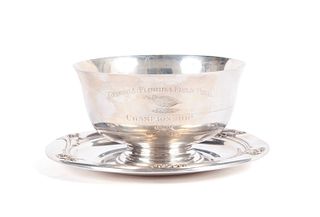 STERLING SILVER FIELD TRIAL TROPHY BOWL AND SAUCER