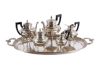 THE AUDREY (BUSCH) FAUST WALLACE NEOCLASSICAL SILVER TEA AND COFFEE SERVICE