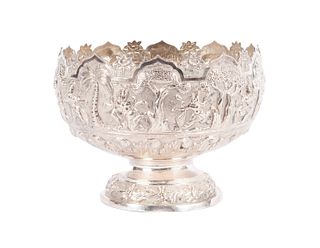 BURMA REPOUSSE FOOTED BOWL