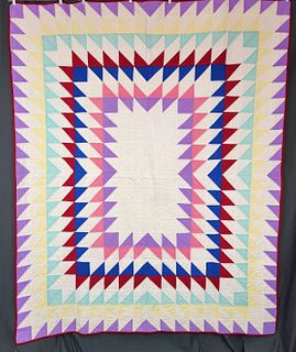 c1940s Exploding Sawtooth Star Quilt