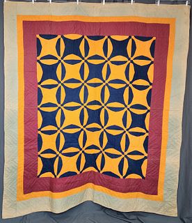 Antique c1880s Mennonite Orange Peel Quilt