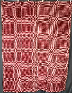 Antique Red & White Woven Coverlet As Is