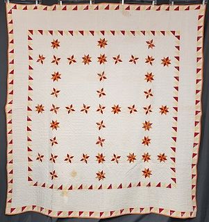Antique c1900 9 Patch Lemoyne Star Quilt