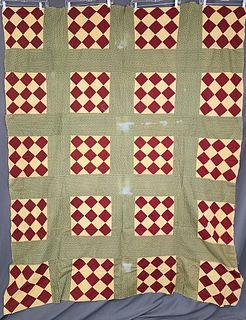 Antique c1900 Checkerboard Quilt Top