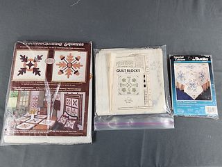 3 Vintage Quilt Blocks Kits - Bucilla, Paragon, Vogart