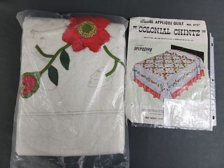 2 Vintage Colonial Chintz Bucilla Quilt Kits