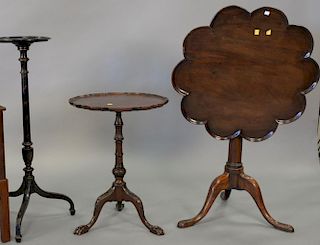 Three stands including a fern stand, and two piecrust tables. ht. 25in. to 36in.