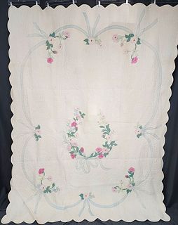 Vintage c1940 Rose Applique Quilt