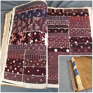Rare 1850s French Antique Textile Sample Book 
