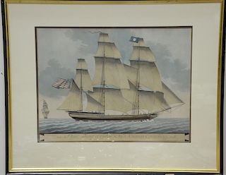 Group of five ship prints including H.M.S. Sovereign of the Seas 1635-1696, Nave Mercantilo Svedese, Ship Trent of Salem Nort