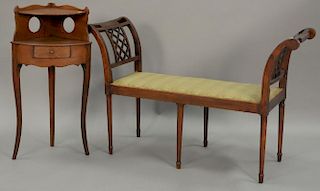 Two French style pieces including a bench (lg. 43in.) and a corner stand with one drawer.