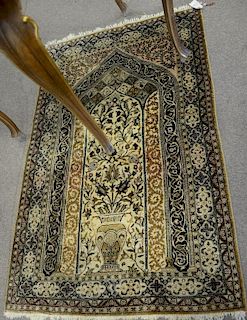 Silk Oriental prayer rug, 2'8" x 4'3".