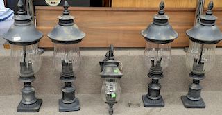 Group of five outdoor lights. ht. 30in.