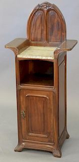 Art Nouveau stand with marble top. ht. 48in., wd. 21 1/2in., dp. 14 1/2in.