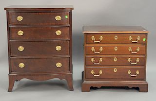 Two mahogany diminutive four drawer chests, one is Council. ht. 22in., top: 15" x 22"