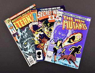 3 Marvel Comics, THE ETERNALS #1, THE NEW MUTANTS #1 & SECRET WARS II #128