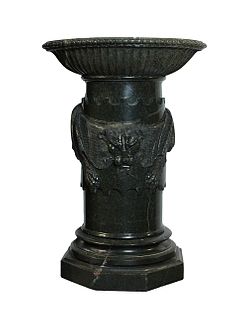 Lion-and-Ribbon-Decorated Carved Green Marble Column