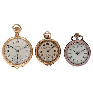 A Trio of Open Face Pocket Watches