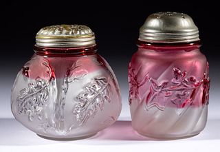 ASSORTED NORTHWOOD GLASS SUGAR SHAKERS, LOT OF TWO,