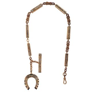 California Quartz Watch Chain and Fob Made for T.F. Walsh Ca 1885