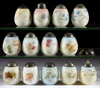 MT. WASHINGTON DECORATED EGG SALT AND PEPPER SHAKERS, LOT OF 13,