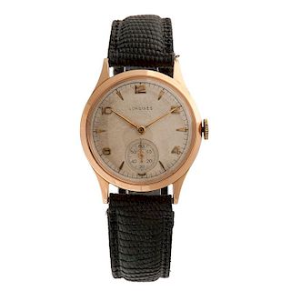 Longines 18 Karat Rose Gold Wrist Watch Ca 1949