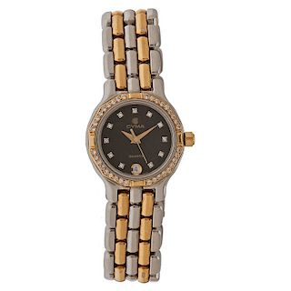 Cyma Diamond Bezel Wrist Watch in Stainless Steel and 18 Karat Yellow Gold