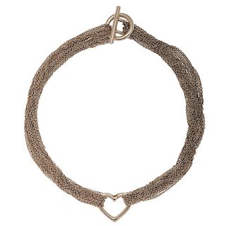 Tiffany & Co. Multi Chain Heart Toggle Choker Necklace