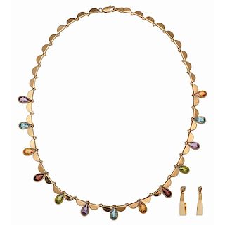 Multi Stone Necklace with Earrings and Jackets