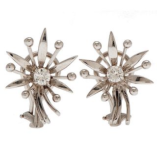 Diamond Earrings in 14 Karat White Gold