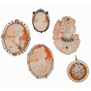Cameo Brooches in 14 Karat Gold and Silver